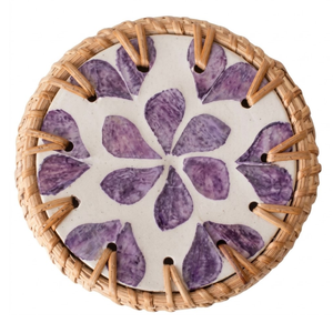 Banquet Rattan Table Mat Floral Shell Inlay Vietnam Woven <b>Placemat</b> for Luxury Party Hosting - Product Image 2