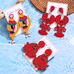 Boucles d'oreilles pendantes multicolores en perles tressées, style vintage papillon bohème, avec fermoir homard, bijoux de plage 2025 BY MULTI CRAFT - Product Image 1
