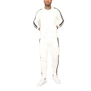 Men's Side Sleeve Stripe Tracksuit With Logo Running Sports Suit Long Sleeve <b>Jacket</b> & Pants - Product Image 1