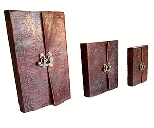 Diario Encuadernado en Cuero Genuino con Grabado Celta, Hecho a Mano, Papel de Comercio Justo, LARP - Product Image 1