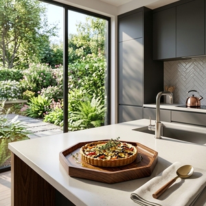 ชุดอุปกรณ์ครัวไม้สักเกรดอาหาร ถาดรูปแปดเหลี่ยม งานฝีมือไม้ จานไม้บาหลี ถาดเรขาคณิตสำหรับเสิร์ฟ - Product Image 4