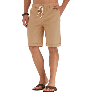 Men’s Casual Cotton <b>Linen</b> Shorts Elastic Waist <b>Drawstring</b> Summer Beach Shorts Lightweight Breathable <b>Pants</b> - Product Image 3
