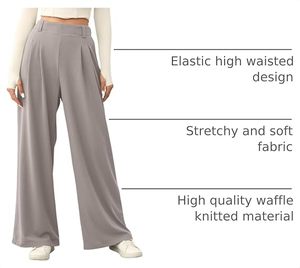 กางเกงขากว้างเอวกลางทรงหลวมสำหรับผู้หญิง - Product Image 4