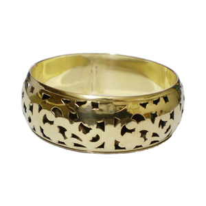 Luxury Angular Ribbed Pyramid <b>Metal</b> Plated Copper Bangle For Women Trendy Wide Statement Cuff <b>Bracelet</b> Elegant High Polish - Product Image 1