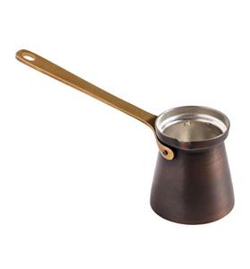Cafetière turque, grecque, arabe en cuivre massif Copper Bull, pour cuisinière, Cezve Ibrik Briki avec poignée en bois - Product Image 1