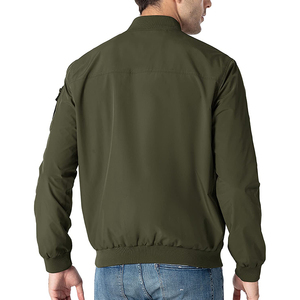 <b>Men's</b> Gray Solid Color Zipper Closure Windproof Casual Style Stand Collar Polyester Material Bomber <b>Jacket</b> Available <b>For</b> Sale - Product Image 6
