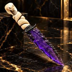 Daga de Cristal Morado Amatista de 10 Pulgadas con Mango de Serpiente, Coleccionable de Fantasía Gótica y Decoración de Altar - Product Image 4