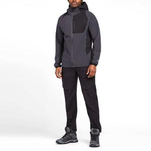 Conjunto de Chaqueta Deportiva con Capucha para Hombre, Negra, Otoñal, Cortavientos, Estilo Hip Hop, 220g, Secado Rápido, Tejido de Poliéster, Ropa Deportiva para Exteriores - Product Image 1