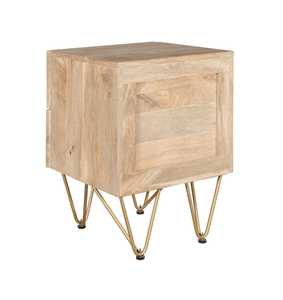 MODERN WOODEN <b>NIGHT</b> <b>STAND</b> & BEDSIDE with 2DRAWERS GOLD INLAY ECO-FRIENDLY & DURABLE METAL LEGS for BEDROOM & LIVING ROOM - Product Image 6