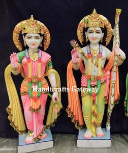 Estatua de Radha Krishna de Mármol Blanco Natural, Diseño Único Hecho a Mano, Acabado Pulido, para Decoración del Hogar y Uso Religioso - Product Image 2