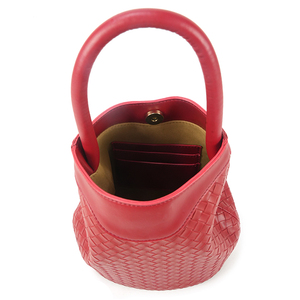 Bolso de Mano de Cuero Genuino Tejido Ligero Rojo Minimalista para Mujer, Venta al Por Mayor OEM - Product Image 6