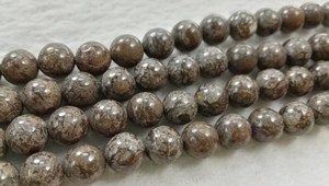 ลูกปัดหินออบซิเดียนสีน้ำตาลลายเกล็ดหิมะทรงกลม หินธรรมชาติ สำหรับทำเครื่องประดับ DIY ขายส่ง - Product Image 5