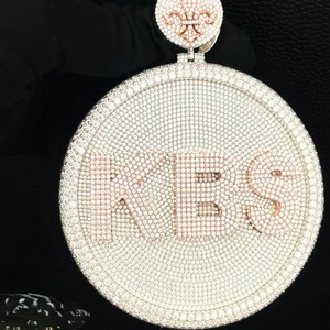 Collar con Colgante de Diamante VVS Certificado por IGI, Diseño Único con Letra Personalizada, Joyería Hip Hop Unisex, Patrón Grande, Dorado, para Fiestas - Product Image 4