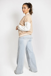 New Plus Size Women Designer Varsity Jackets Low Price Breathable Waterproof Dyed Bamboo Fiber Outwear <b>Covered</b> <b>Button</b> Closure - Product Image 6