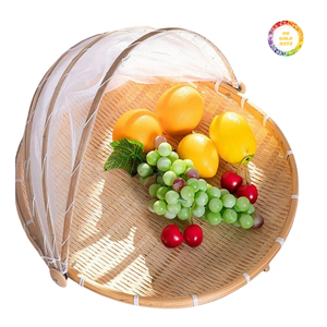 ตะกร้าคลุมอาหารทำมือแบบพับได้จากไม้ไผ่ สำหรับใช้ในครัว - Product Image 1