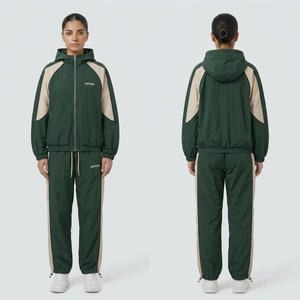 Wholesale Custom Logo Tracksuit <b>Men</b> Women 2 Piece Set Color Block Hooded <b>Track</b> <b>Jacket</b> Jogger Pants Sportswear Running Suits - Product Image 1