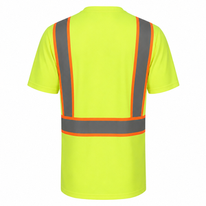 Mens OEM ODM Plus Size High Visibility Safety <b>T</b>-<b>Shirt</b> Reflective Crew Neck Lightweight Breathable Industrial Workwear - Product Image 2