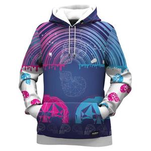Sudadera con Capucha Negra para Hombre, Estampado Geométrico de Calavera, Sublimación, 100% Poliéster Tejido, Ropa Urbana de Otoño - Product Image 5