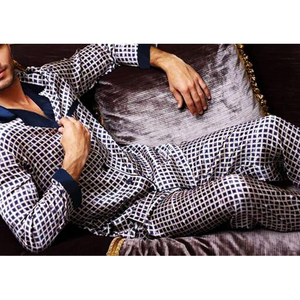 <b>Men</b> Long Sleeve Dot Pattern Cotton <b>Pajamas</b> <b>Set</b> Casual Sleepwear With Pockets Spring Wear - Product Image 2