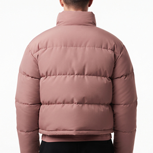 Men's Winter Padded <b>Jacket</b> <b>Cropped</b> Thick Quilted <b>Puffer</b> Coat High Collar Warm Casual Streetwear Outerwear Custom Fashion Design - Product Image 2