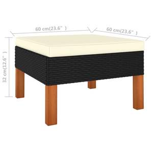 Reposapiés Modular Cuadrado Mediano de Ratán PE Negro, Accesorio para Muebles de Patio - Product Image 4