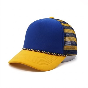 Casquette Trucker en Maille Bleue et Jaune avec Logo Personnalisé, 6 Panneaux, Réglable, Snapback, Style Décontracté, Respirante, Style Été, Unisexe Adulte - Product Image 5