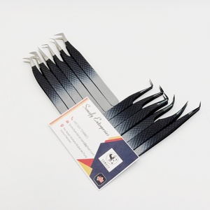 Pince à épiler Somofy Enterprises double teinte pour extensions de cils, avec grip diamanté solide en acier inoxydable et pointe lisse - Product Image 5