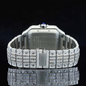Montre intelligente de luxe rétro style baguette, cadran blanc 41 mm, bracelet en acier inoxydable, design unisexe, diamants Moissanite - Product Image 5