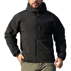 <b>Men's</b> Hooded Winter Puffer Tactical <b>Jacket</b> Windproof Thick <b>Fleece</b> <b>Lined</b> Outdoor Casual Zipper Closure Solid Black - Product Image 4