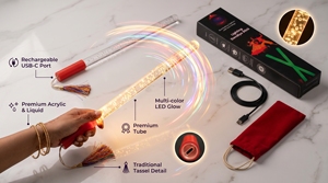 Portable AKSHARAM INNOVATIONS <b>LED</b> Dandiya Stick Pair Color Changing Lights Acrylic Bubble <b>Tube</b> Design Safe Rechargeble - Product Image 1