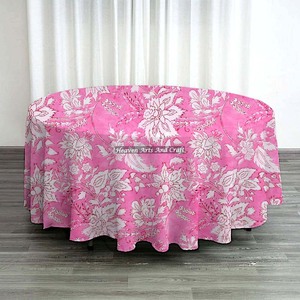 New Hand Block Leaf Print Round Hand Block Print Pure Cotton Tablecloth Indian Farmhouse Wedding Round <b>Table</b> <b>Cover</b> for Home Use - Product Image 2