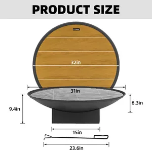 Brasero de Gas con Recorte Vertical y Arte Tribal, Brasero Indio de Acero Inoxidable, Decoración de Jardín Hecha a Mano de Alta Calidad - Product Image 3