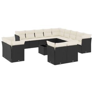Conjunto de Sofá de Jardín de Ratán PE Negro con Patas Ajustables Grandes - Product Image 2