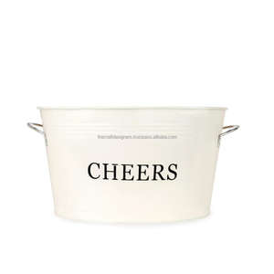 Antiqued Wine Chiller <b>Bucket</b> Handcrafts Metal <b>Champagne</b> Cooler Vintage Farmhouse Country Style Beverage Tub <b>Ice</b> <b>Bucket</b> For Sale - Product Image 6