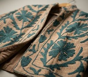 Vintage Floral Hand Embroidered Women's Velvet Cotton Jacket Quilted Mandarin Collar Full Sleeve Seasonal Fashion <b>Coat</b> - Product Image 5