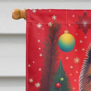 Keeshond vacaciones Navidad gran porche poste decorativo patio Banner ilustraciones Multicolor poliéster casa colgante de pared - Product Image 3