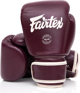 ถุงมือชกมวยหนังวัวแท้ Fairtex Burgundy คุณภาพสูง แบบเต็มนิ้ว สำหรับฝึกซ้อมสำหรับผู้ใหญ่ ศิลปะการต่อสู้ - Product Image 1