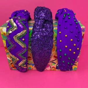 Set de Diademas Moradas para Mardi Gras con Múltiples Diseños, Adornadas con Cuentas, Lentejuelas y Pedrería, Accesorios para el Cabello para Mujeres y Niñas - Product Image 1