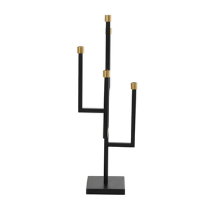 Wholesale Modern Black Metal <b>Candle</b> Stand Gold Accents Handcrafted Wrought Iron <b>Candle</b> Holder Bulk for Christmas Home Decor - Product Image 3