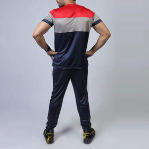 Ensemble de survêtement sportif respirant et écologique pour homme, coupe ajustée, rouge, gris, marine, pour l'entraînement, le jogging, la course à pied, la gym et le fitness - Product Image 2