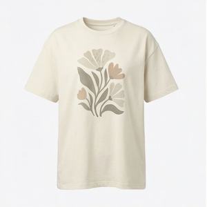 T-shirt oversize pour femme en coton personnalisé, avec logo brodé ou imprimé par transfert thermique, couleur personnalisable, style streetwear décontracté et tendance - Product Image 1