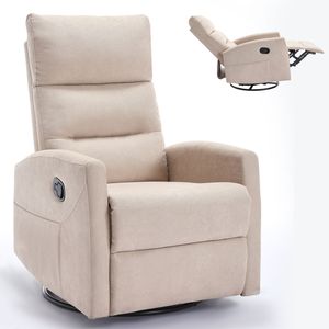 Fauteuil inclinable manuel beige avec fonction bascule et pivotant pour salon - Product Image 4