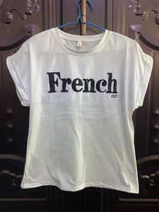 Camiseta de Verano para Mujer, Estilo Casual, Manga Corta, Corte Holgado, Transpirable, Tejido con Logotipo Estampado en Color Sólido - Product Image 6