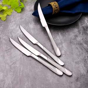 High Quality Prime Silver Stainless Steel Kitchen <b>Knife</b> Set of 4 Handmade Damascus Blade Luxury G10 <b>Bone</b> <b>Handle</b> Packed Gift Box - Product Image 1