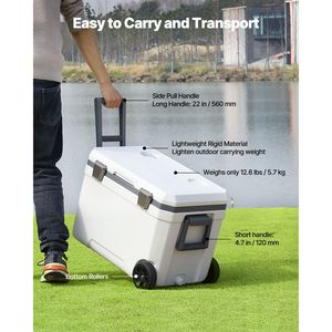 Borsa frigo con ruote da 45 QT con materiale isolante in LLDPE, capacità 7L, maniglie resistenti e portabicchieri - Product Image 3