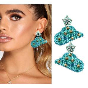 Pendientes de Sombrero de Vaquero Decorativos de Moda, Pendientes de Cuentas de Estilo Occidental, Joyería Hecha a Mano para Mujer por MD HANDICRAFTS - Product Image 5