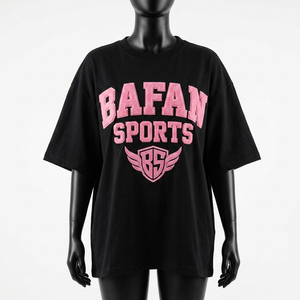 Camiseta Extra Grande para Mujer, Algodón Premium Jersey 220 GSM, Color Sólido, Impresión Puff, Logotipo Personalizado - Product Image 1