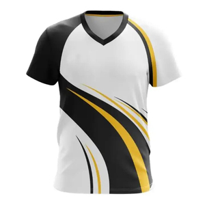 T-shirt de sport à manches courtes col en V pour homme, noir, blanc, vert, couleurs contrastées, séchage rapide, tricoté, coupe classique, motif uni - Product Image 4