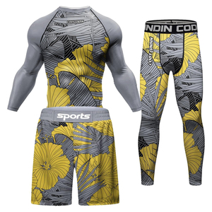Men's Roman Gladiator Print Rash Guard Set Three Quarter Sleeve Quick Dry <b>Athletic</b> Training Kit Sublimation Printed Sport Wear - Product Image 6