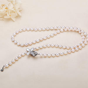 Zhuji Women's <b>Long</b> Style Freshwater Pearl <b>Necklace</b> Flower Buckle Neck Decoration Real Pearl Collarbone Chain for Autumn Winter - Product Image 3